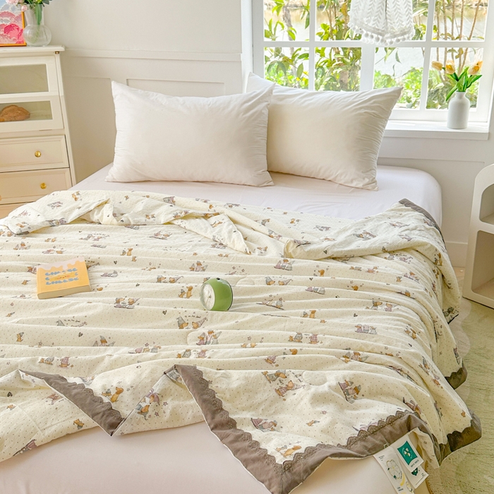 2025新款全棉60支单层纱花边夏被 格林童话