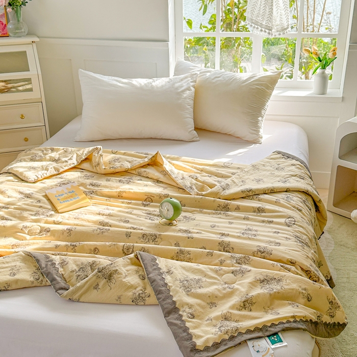 2025新款全棉60支单层纱花边夏被 奈丝洛