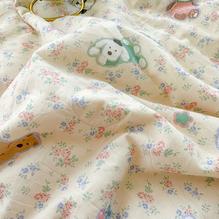 91家纺网 家纺一手货源 找家纺 2025新款全棉60支单层纱花边夏被 田园拾趣