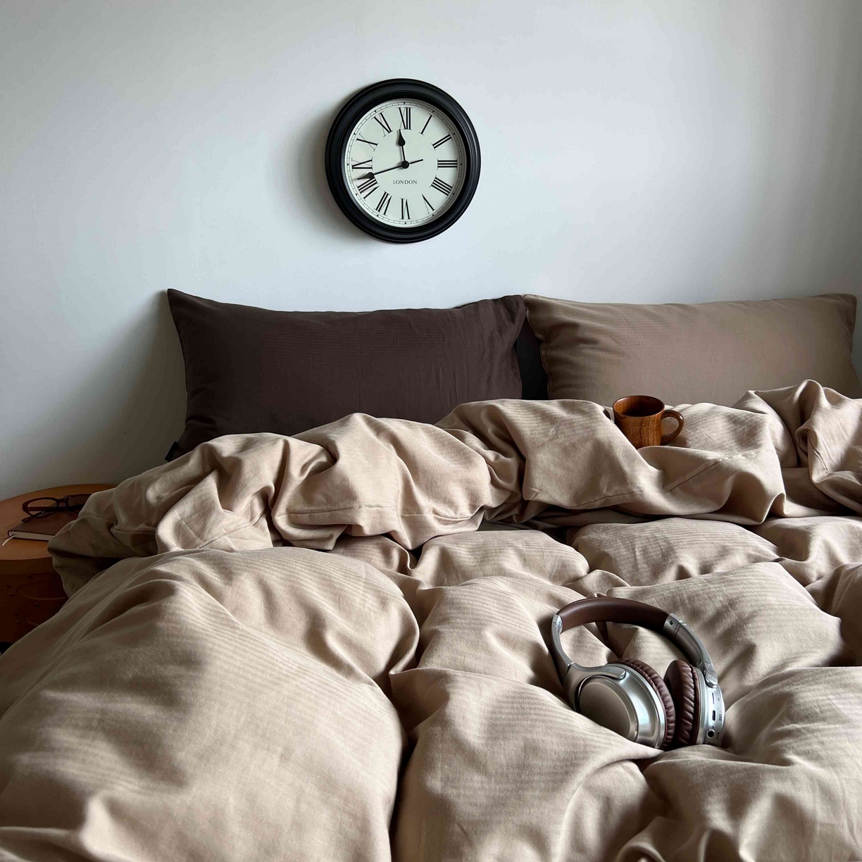 91家纺网 家纺一手货源 找家纺 （总）2025新款全棉人字纹四件套（茶色山野）