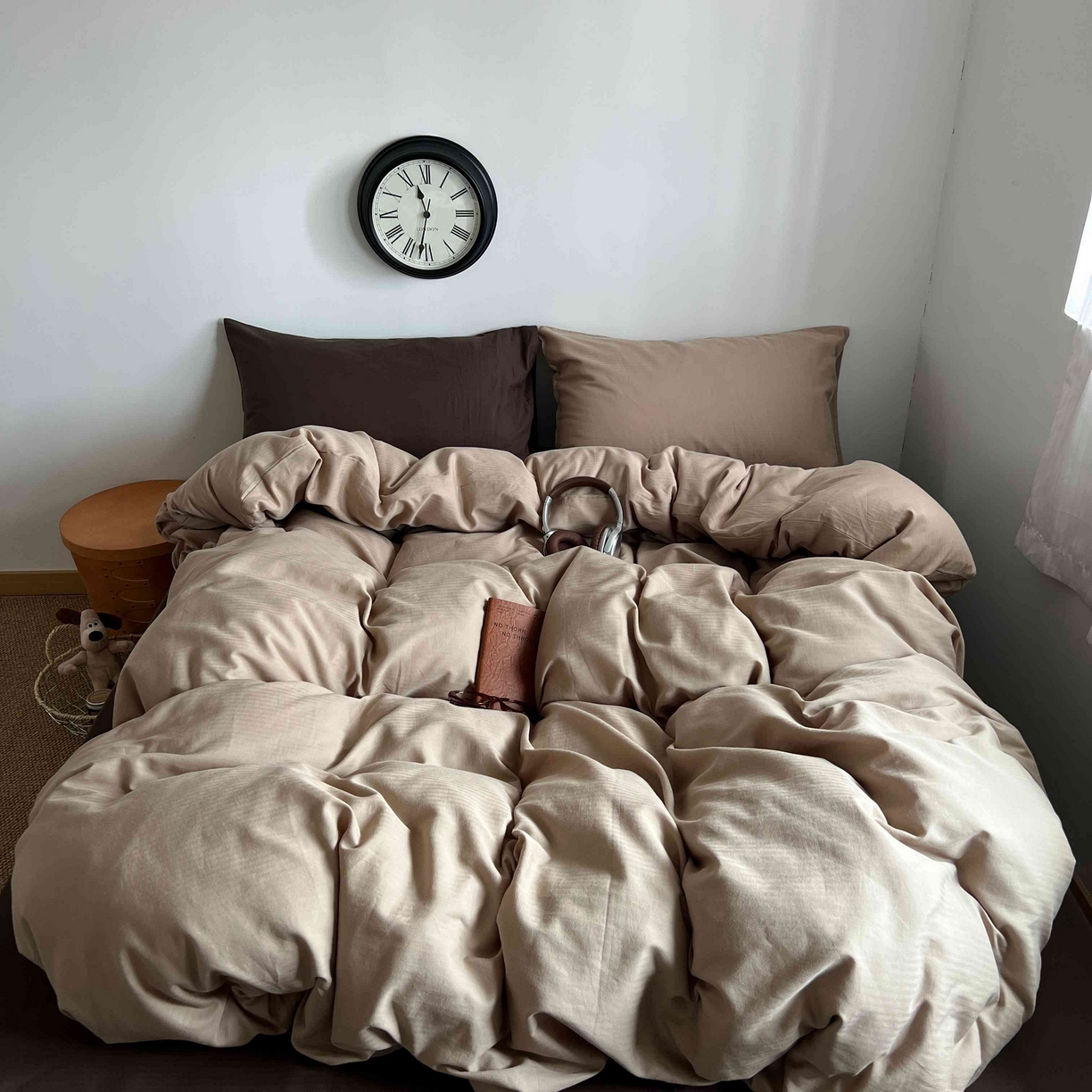 2025新款全棉人字纹四件套（茶色山野） 茶色山野（纯色混搭）