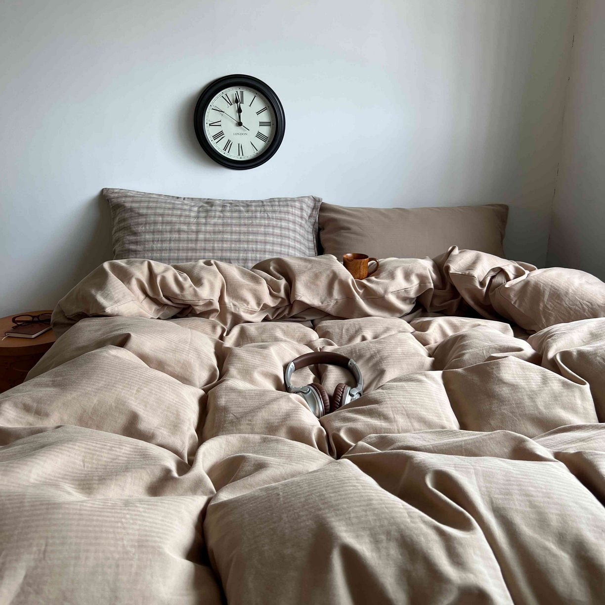 91家纺网 家纺一手货源 找家纺 2025新款全棉人字纹四件套（茶色山野） 茶色山野（咖大格混搭奶咖）