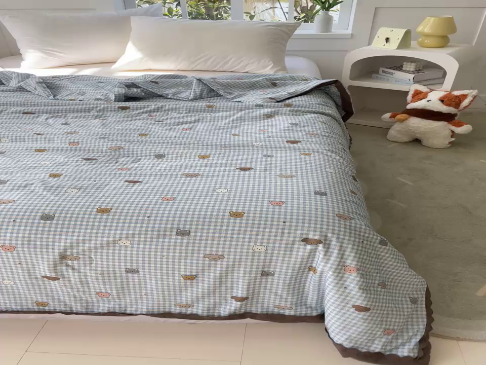 91家纺网 家纺一手货源 找家纺 （总）千朵2025新款全棉60支单层纱花边夏被