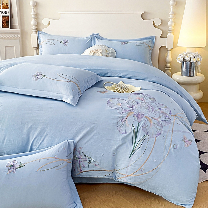 91家纺网 家纺一手货源 找家纺 大麦乐田 2025新款刺绣床裙款四件套-轻舞飞扬 轻舞飞扬 兰