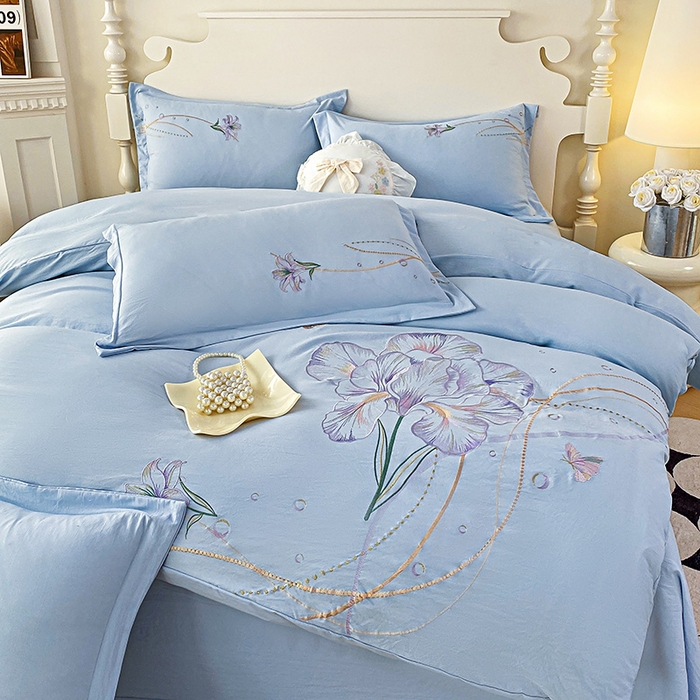 91家纺网 家纺一手货源 找家纺 大麦乐田 2025新款刺绣床裙款四件套-轻舞飞扬 轻舞飞扬 兰