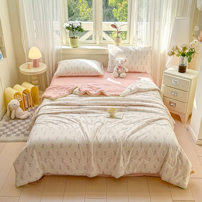 91家纺网 家纺一手货源 找家纺 （总）丝芙妮家居（原乐视家纺） 2025春夏新款针织棉卡通印花夏被夏凉被空调被