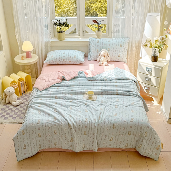 91家纺网 家纺一手货源 找家纺 （总）丝芙妮家居（原乐视家纺） 2025春夏新款针织棉卡通印花夏被夏凉被空调被