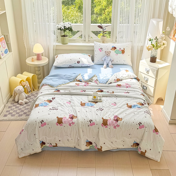 91家纺网 家纺一手货源 找家纺 （总）丝芙妮家居（原乐视家纺） 2025春夏新款针织棉卡通印花夏被夏凉被空调被