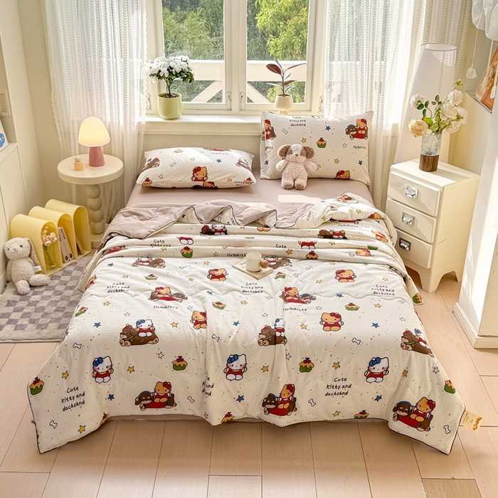 91家纺网 家纺一手货源 找家纺 （总）丝芙妮家居（原乐视家纺） 2025春夏新款针织棉卡通印花夏被夏凉被空调被