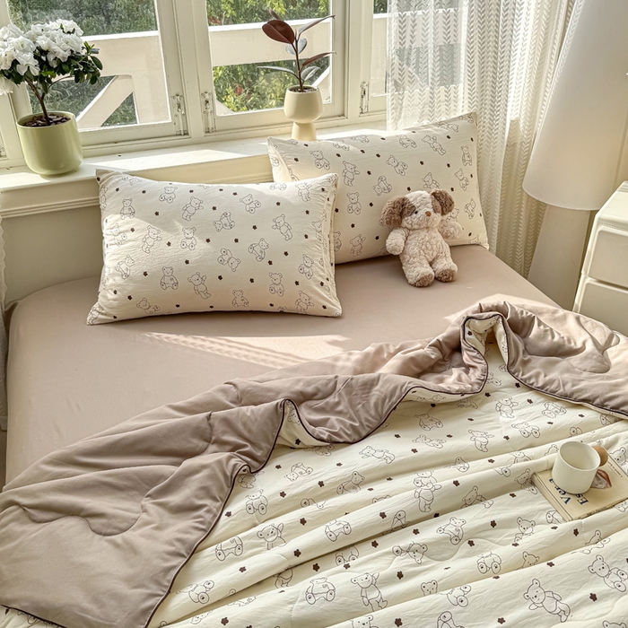 91家纺网 家纺一手货源 找家纺 丝芙妮家居（原乐视家纺） 2025春夏新款针织棉卡通印花夏被夏凉被空调被 澳丁小熊