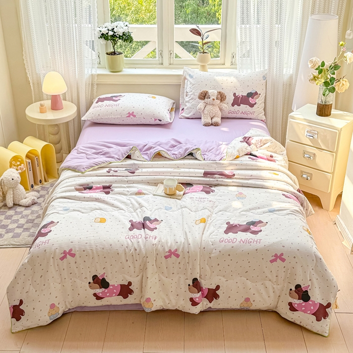 丝芙妮家居（原乐视家纺） 2025春夏新款针织棉卡通印花夏被夏凉被空调被 布丁狗