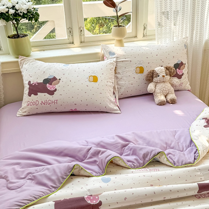 91家纺网 家纺一手货源 找家纺 丝芙妮家居（原乐视家纺） 2025春夏新款针织棉卡通印花夏被夏凉被空调被 布丁狗