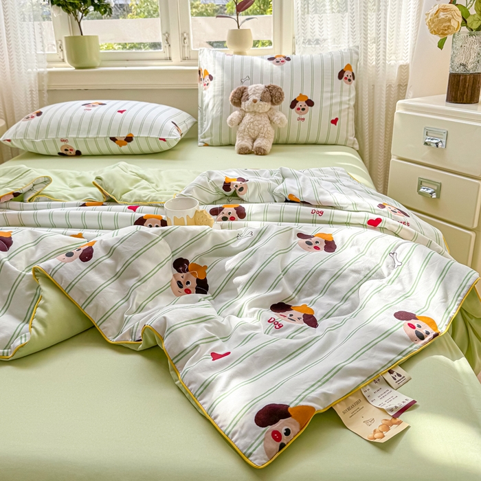 91家纺网 家纺一手货源 找家纺 丝芙妮家居（原乐视家纺） 2025春夏新款针织棉卡通印花夏被夏凉被空调被 哈基米