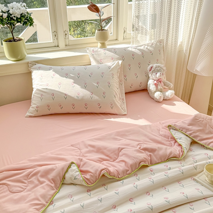 91家纺网 家纺一手货源 找家纺 丝芙妮家居（原乐视家纺） 2025春夏新款针织棉卡通印花夏被夏凉被空调被 花晨