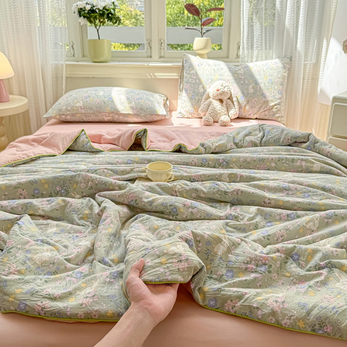 91家纺网 家纺一手货源 找家纺 丝芙妮家居（原乐视家纺） 2025春夏新款针织棉卡通印花夏被夏凉被空调被 可可庄园