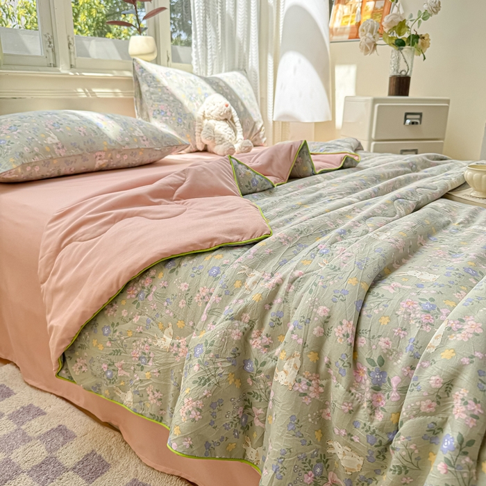 91家纺网 家纺一手货源 找家纺 丝芙妮家居（原乐视家纺） 2025春夏新款针织棉卡通印花夏被夏凉被空调被 可可庄园