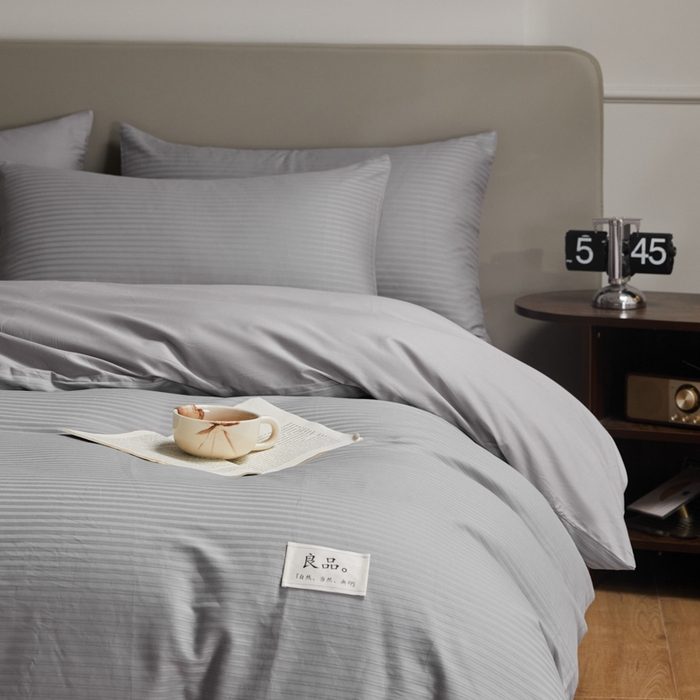 91家纺网 家纺一手货源 找家纺 眠博士 2025新款60贡缎提花四件套 60贡缎-提花雅灰