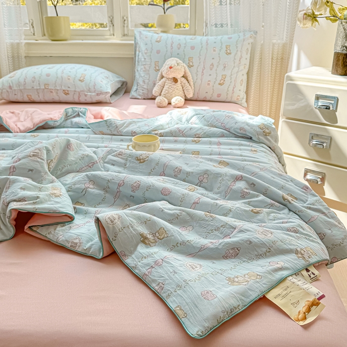 91家纺网 家纺一手货源 找家纺 丝芙妮家居（原乐视家纺） 2025春夏新款针织棉卡通印花夏被夏凉被空调被 露西娅