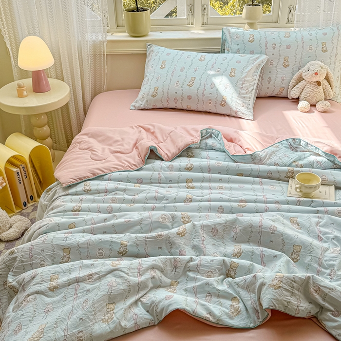 91家纺网 家纺一手货源 找家纺 丝芙妮家居（原乐视家纺） 2025春夏新款针织棉卡通印花夏被夏凉被空调被 露西娅