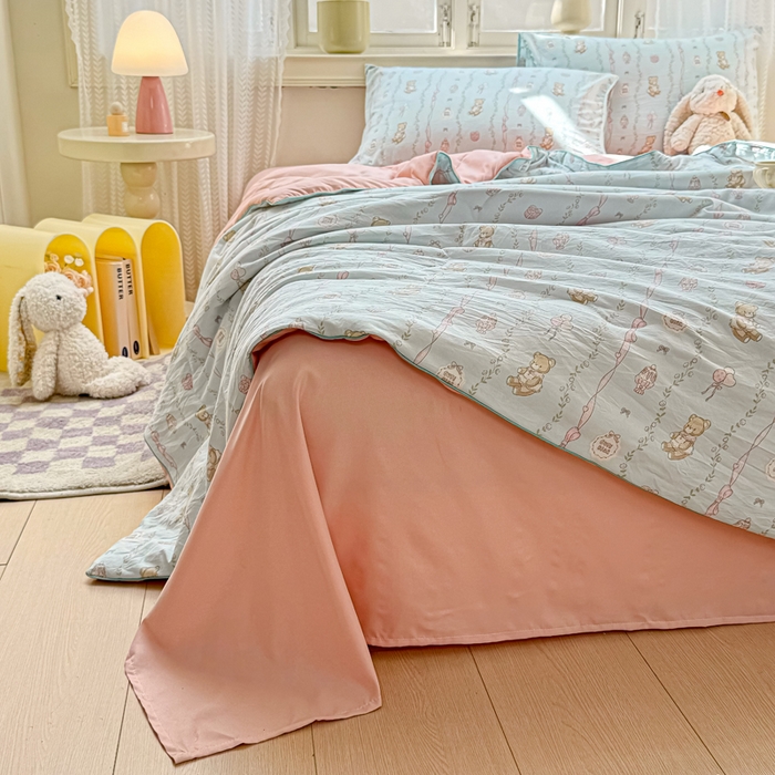 91家纺网 家纺一手货源 找家纺 丝芙妮家居（原乐视家纺） 2025春夏新款针织棉卡通印花夏被夏凉被空调被 露西娅