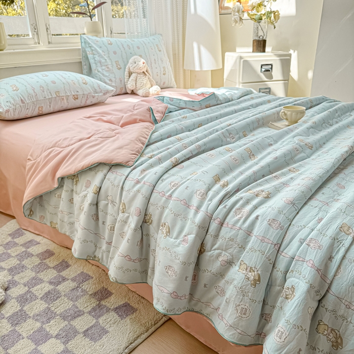 91家纺网 家纺一手货源 找家纺 丝芙妮家居（原乐视家纺） 2025春夏新款针织棉卡通印花夏被夏凉被空调被 露西娅