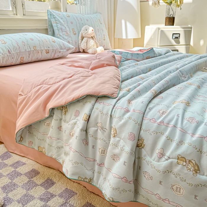 91家纺网 家纺一手货源 找家纺 丝芙妮家居（原乐视家纺） 2025春夏新款针织棉卡通印花夏被夏凉被空调被 露西娅