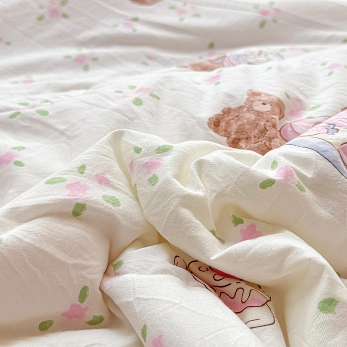 91家纺网 家纺一手货源 找家纺 丝芙妮家居（原乐视家纺） 2025春夏新款针织棉卡通印花夏被夏凉被空调被 洛米熊