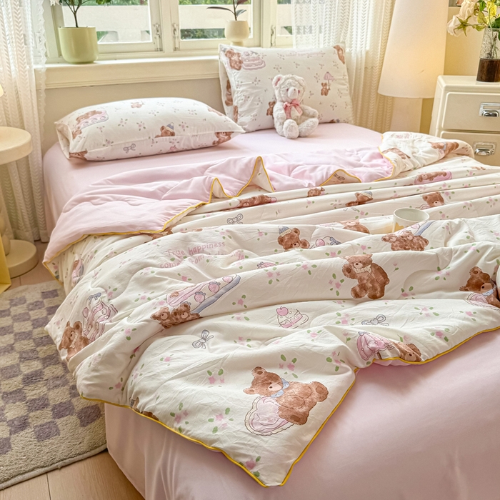 91家纺网 家纺一手货源 找家纺 丝芙妮家居（原乐视家纺） 2025春夏新款针织棉卡通印花夏被夏凉被空调被 洛米熊