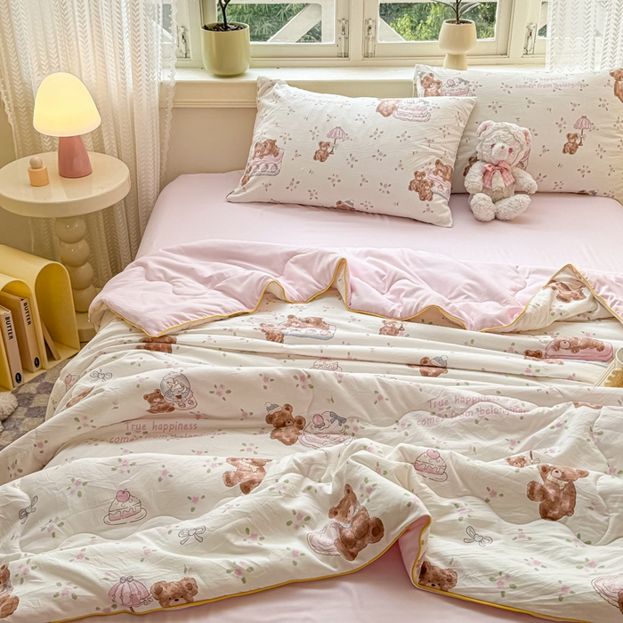 91家纺网 家纺一手货源 找家纺 丝芙妮家居（原乐视家纺） 2025春夏新款针织棉卡通印花夏被夏凉被空调被 洛米熊