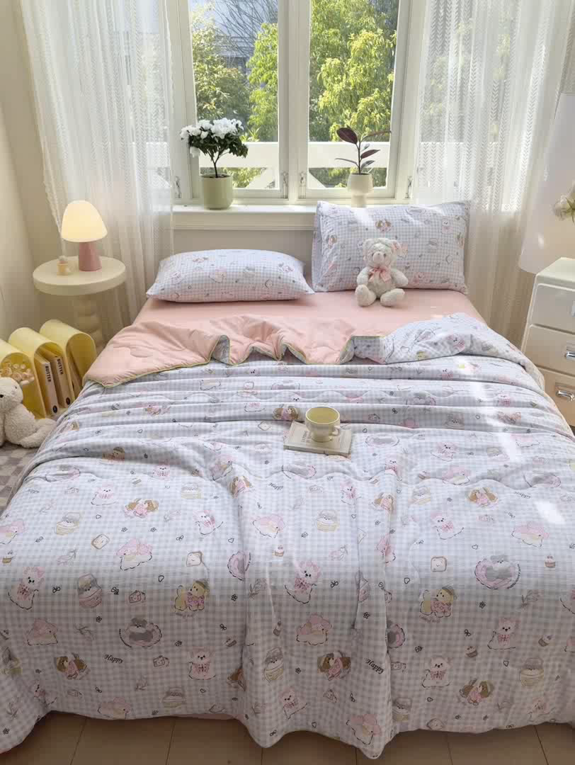 91家纺网 家纺一手货源 找家纺 丝芙妮家居（原乐视家纺） 2025春夏新款针织棉卡通印花夏被夏凉被空调被 萌宠