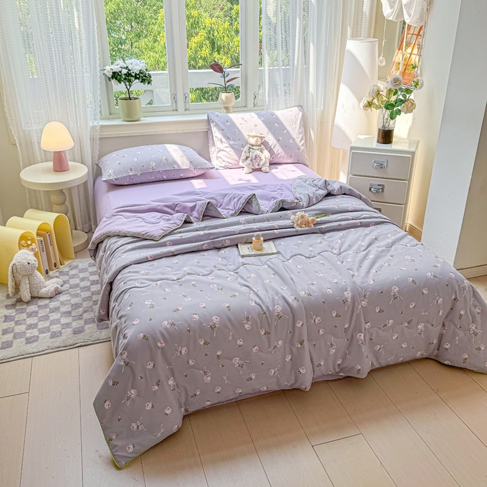 91家纺网 家纺一手货源 找家纺 丝芙妮家居（原乐视家纺） 2025春夏新款针织棉卡通印花夏被夏凉被空调被 奈美