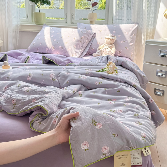 91家纺网 家纺一手货源 找家纺 丝芙妮家居（原乐视家纺） 2025春夏新款针织棉卡通印花夏被夏凉被空调被 奈美