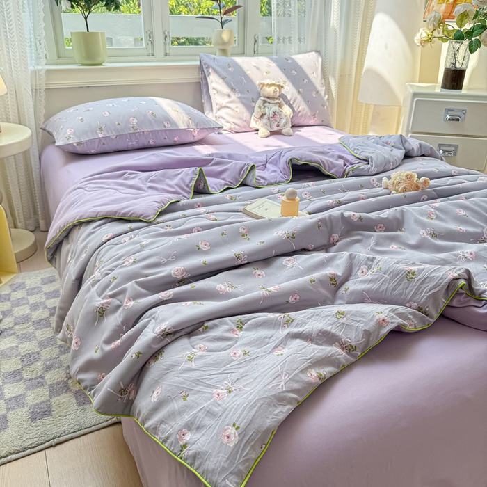 91家纺网 家纺一手货源 找家纺 丝芙妮家居（原乐视家纺） 2025春夏新款针织棉卡通印花夏被夏凉被空调被 奈美