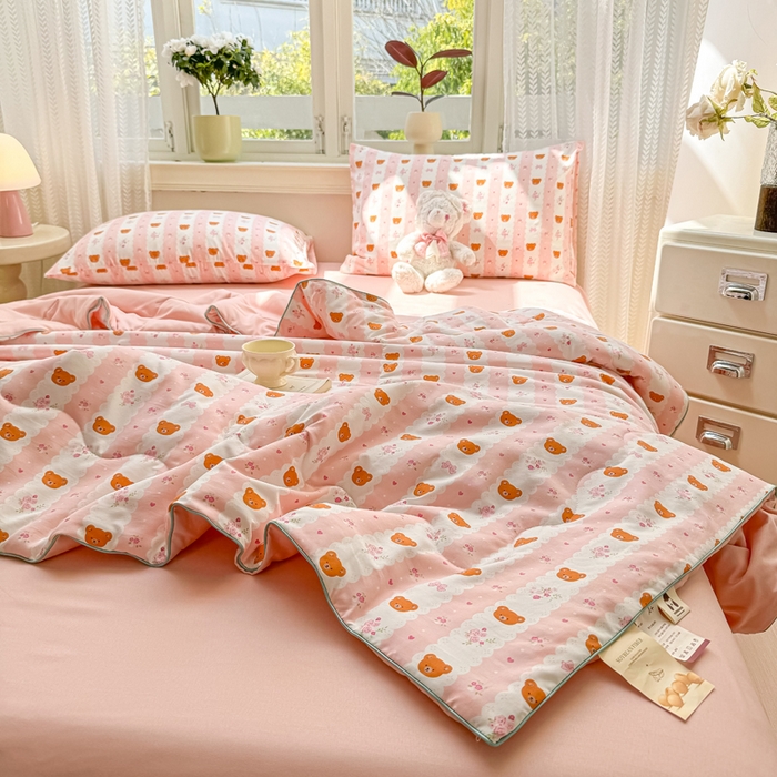 91家纺网 家纺一手货源 找家纺 丝芙妮家居（原乐视家纺） 2025春夏新款针织棉卡通印花夏被夏凉被空调被 起司熊