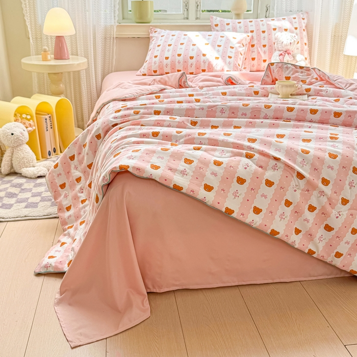 91家纺网 家纺一手货源 找家纺 丝芙妮家居（原乐视家纺） 2025春夏新款针织棉卡通印花夏被夏凉被空调被 起司熊