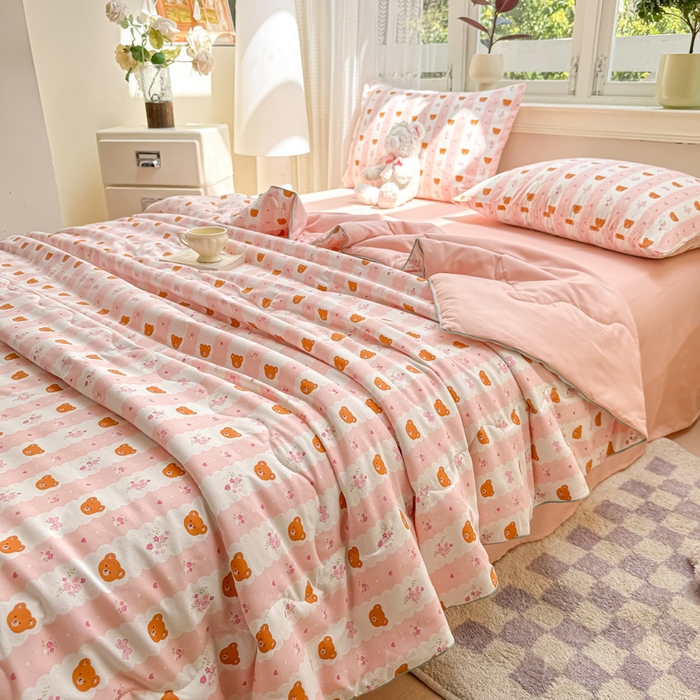 91家纺网 家纺一手货源 找家纺 丝芙妮家居（原乐视家纺） 2025春夏新款针织棉卡通印花夏被夏凉被空调被 起司熊