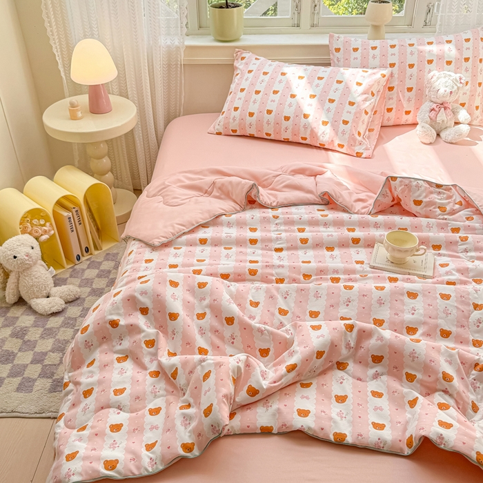 91家纺网 家纺一手货源 找家纺 丝芙妮家居（原乐视家纺） 2025春夏新款针织棉卡通印花夏被夏凉被空调被 起司熊