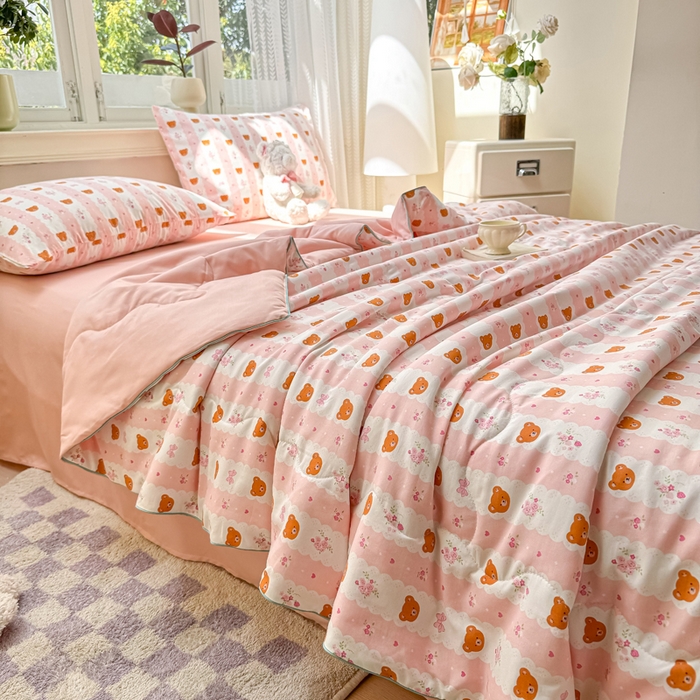 91家纺网 家纺一手货源 找家纺 丝芙妮家居（原乐视家纺） 2025春夏新款针织棉卡通印花夏被夏凉被空调被 起司熊