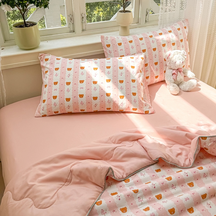 91家纺网 家纺一手货源 找家纺 丝芙妮家居（原乐视家纺） 2025春夏新款针织棉卡通印花夏被夏凉被空调被 起司熊