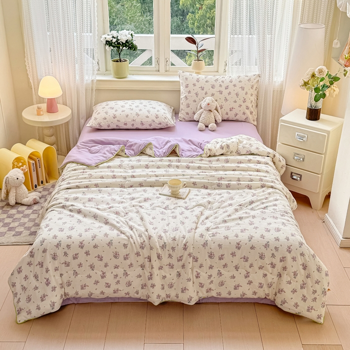 丝芙妮家居（原乐视家纺） 2025春夏新款针织棉卡通印花夏被夏凉被空调被 浅夕