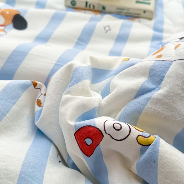 91家纺网 家纺一手货源 找家纺 丝芙妮家居（原乐视家纺） 2025春夏新款针织棉卡通印花夏被夏凉被空调被 俏皮狗