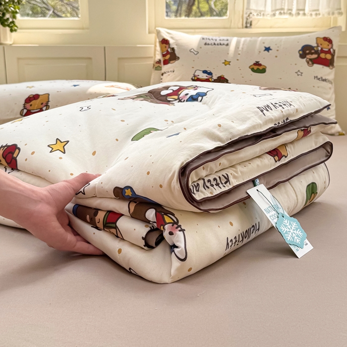 91家纺网 家纺一手货源 找家纺 丝芙妮家居（原乐视家纺） 2025春夏新款针织棉卡通印花夏被夏凉被空调被 甜甜乐园