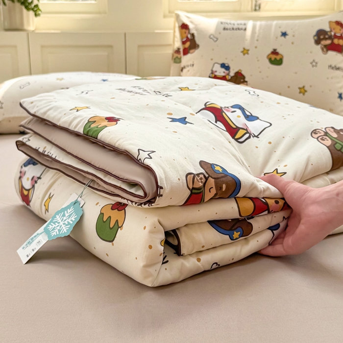 91家纺网 家纺一手货源 找家纺 丝芙妮家居（原乐视家纺） 2025春夏新款针织棉卡通印花夏被夏凉被空调被 甜甜乐园