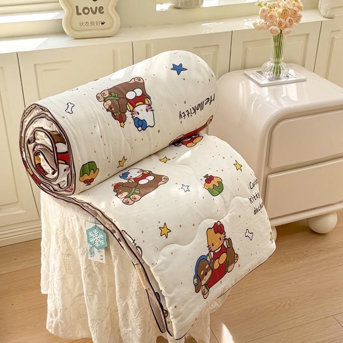 91家纺网 家纺一手货源 找家纺 丝芙妮家居（原乐视家纺） 2025春夏新款针织棉卡通印花夏被夏凉被空调被 甜甜乐园