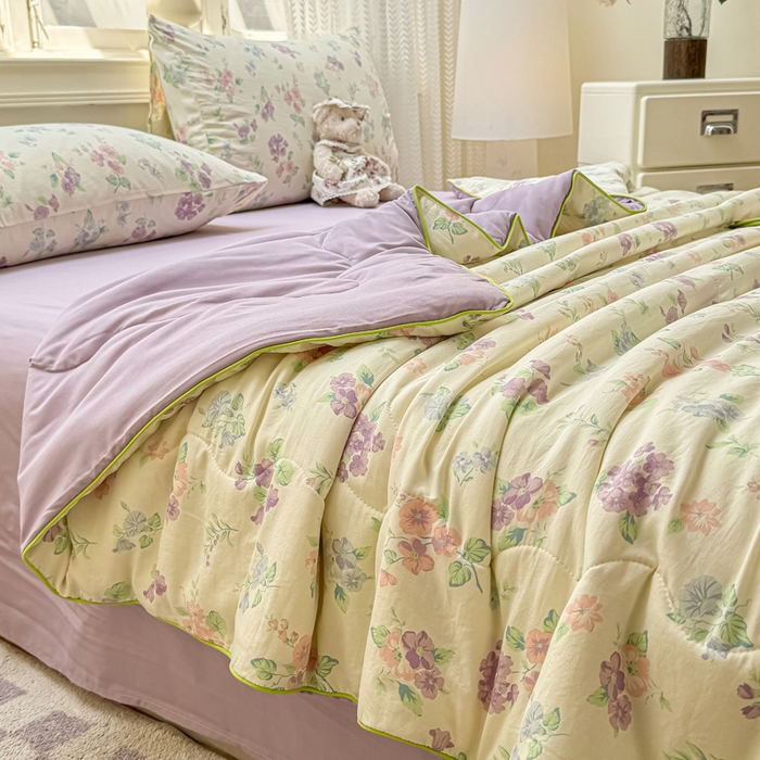 91家纺网 家纺一手货源 找家纺 丝芙妮家居（原乐视家纺） 2025春夏新款针织棉卡通印花夏被夏凉被空调被 小美好