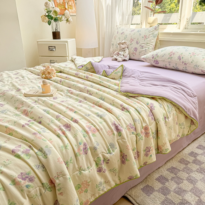 91家纺网 家纺一手货源 找家纺 丝芙妮家居（原乐视家纺） 2025春夏新款针织棉卡通印花夏被夏凉被空调被 小美好