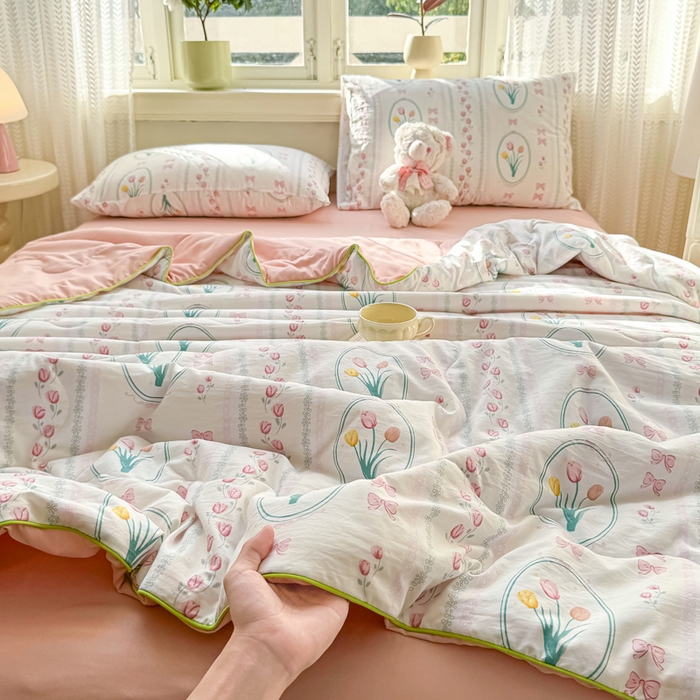 91家纺网 家纺一手货源 找家纺 丝芙妮家居（原乐视家纺） 2025春夏新款针织棉卡通印花夏被夏凉被空调被 优朵