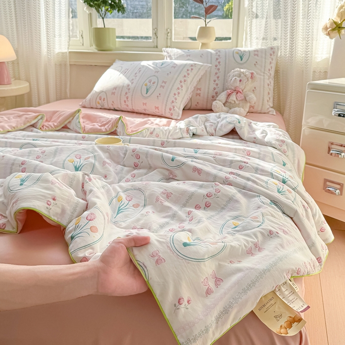 91家纺网 家纺一手货源 找家纺 丝芙妮家居（原乐视家纺） 2025春夏新款针织棉卡通印花夏被夏凉被空调被 优朵