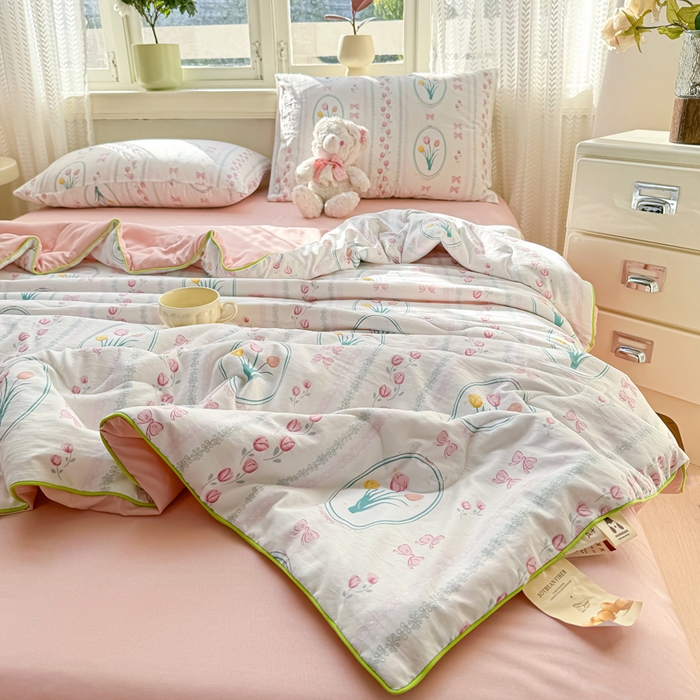 91家纺网 家纺一手货源 找家纺 丝芙妮家居（原乐视家纺） 2025春夏新款针织棉卡通印花夏被夏凉被空调被 优朵