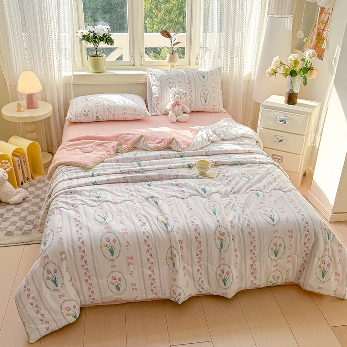 91家纺网 家纺一手货源 找家纺 丝芙妮家居（原乐视家纺） 2025春夏新款针织棉卡通印花夏被夏凉被空调被 优朵